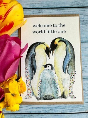 Penguins Welcome Little One New Baby Card
