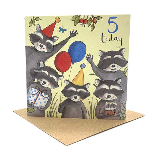 5th Birthday Raccoon Card