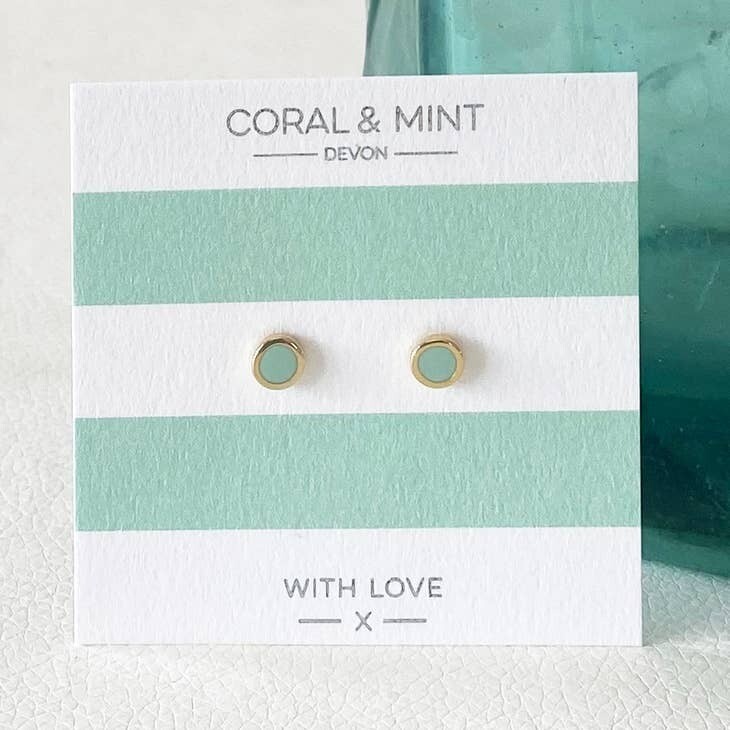 Mint Enamel Studs With Gold Plating