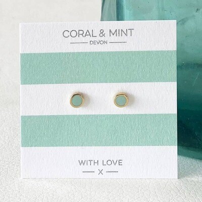 Mint Enamel Studs With Gold Plating