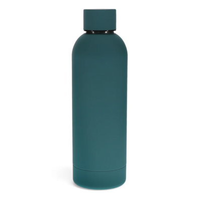 Rubber coated steel water bottle - petrol blue