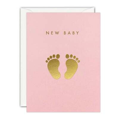 Pink New Baby Feet Mini Card