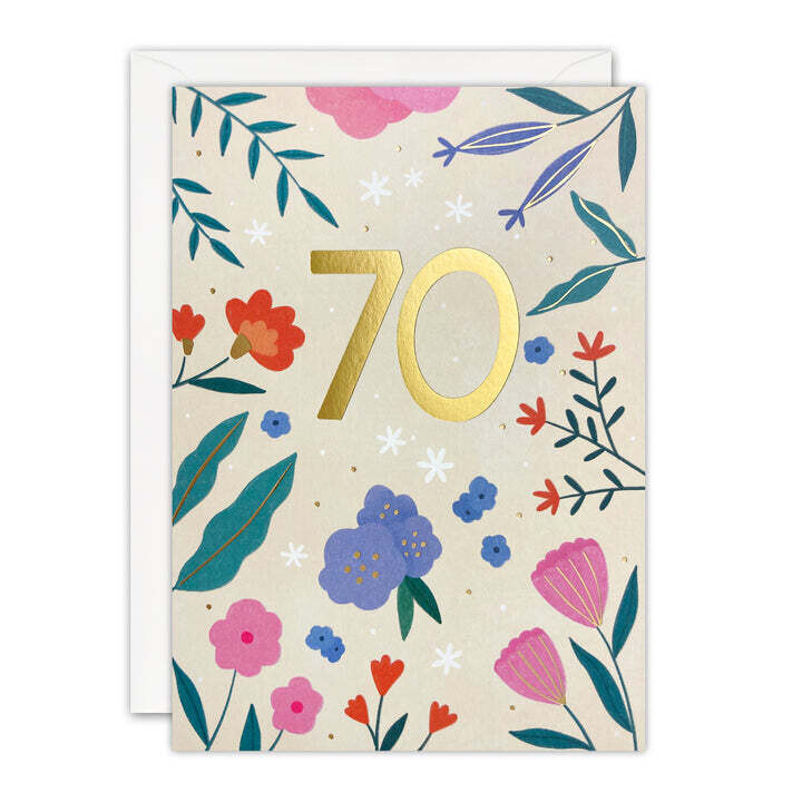 Sunbeams Age 70 Flowers Card