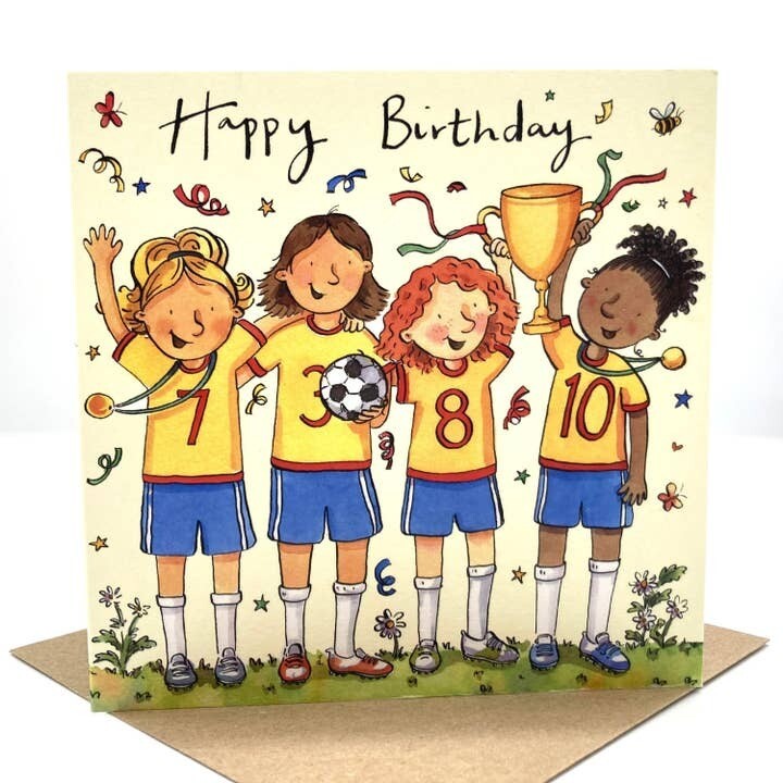 Girls Football Birthday Card