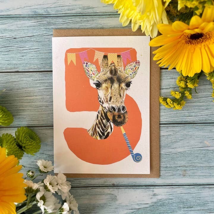 5th Birthday Giraffe Card