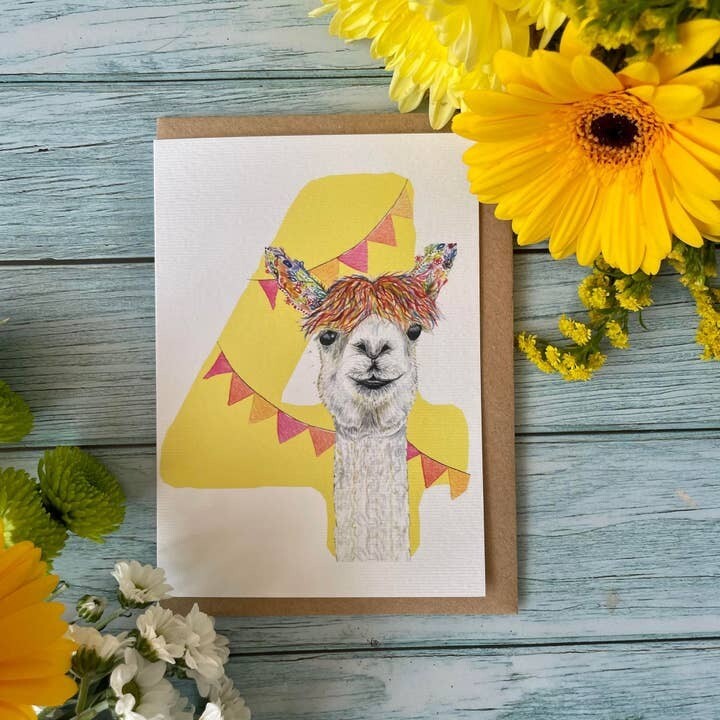 4th Birthday Llama Card