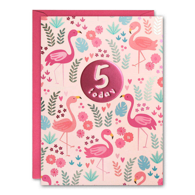 5th Birthday Flamingoes Card