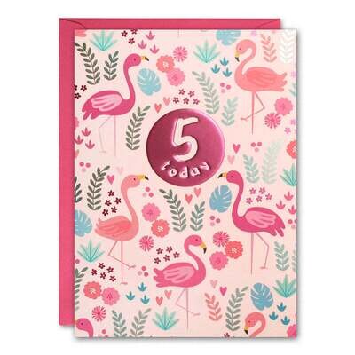 5th Birthday Flamingoes Card