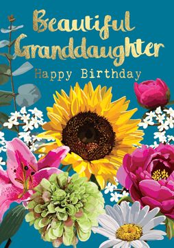 Granddaughter Birthday Flowers Card
