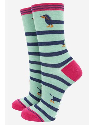 Women&#39;s Wraparound Sausage Dog Bamboo Socks (Size 3-7)