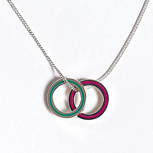Double Eternity Necklace - Pink And Jade Charms