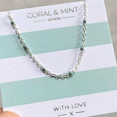 Mint Enamel Beaded Chain Necklace