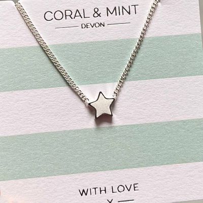 Star Necklace With White Sparkly Enamel