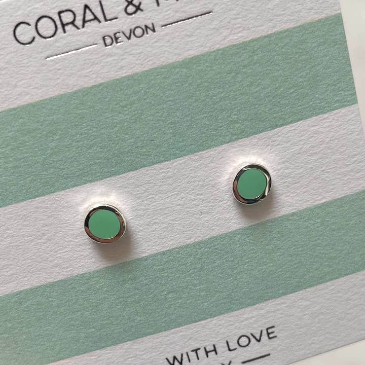 Pastel Green Enamel Studs