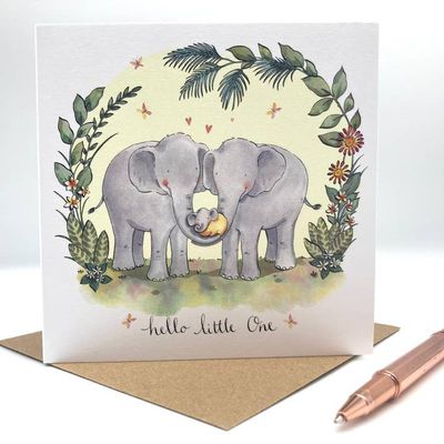 Elephants New Baby Card