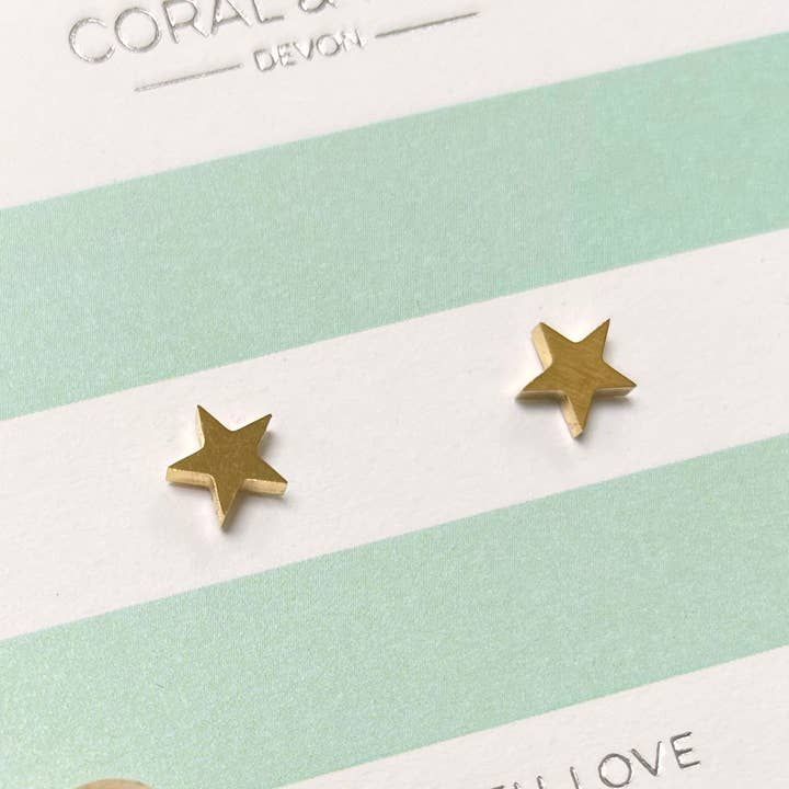 Gold Simple Star Studs