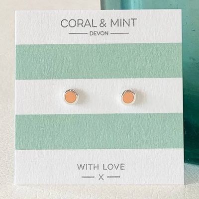 Pastel Coral Enamel Studs