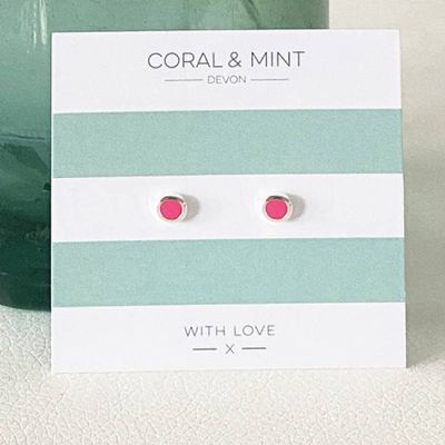 Neon Pink Enamel Studs