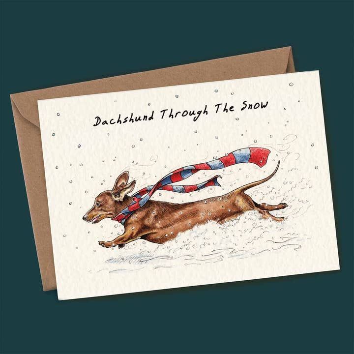 Christmas Dachshund Through The Snow Card