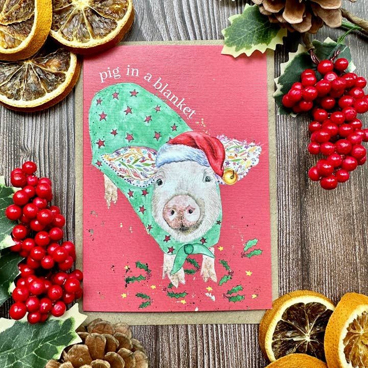 Christmas Pig In Blanket Card