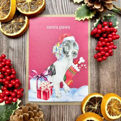 Christmas Santa Paws Card