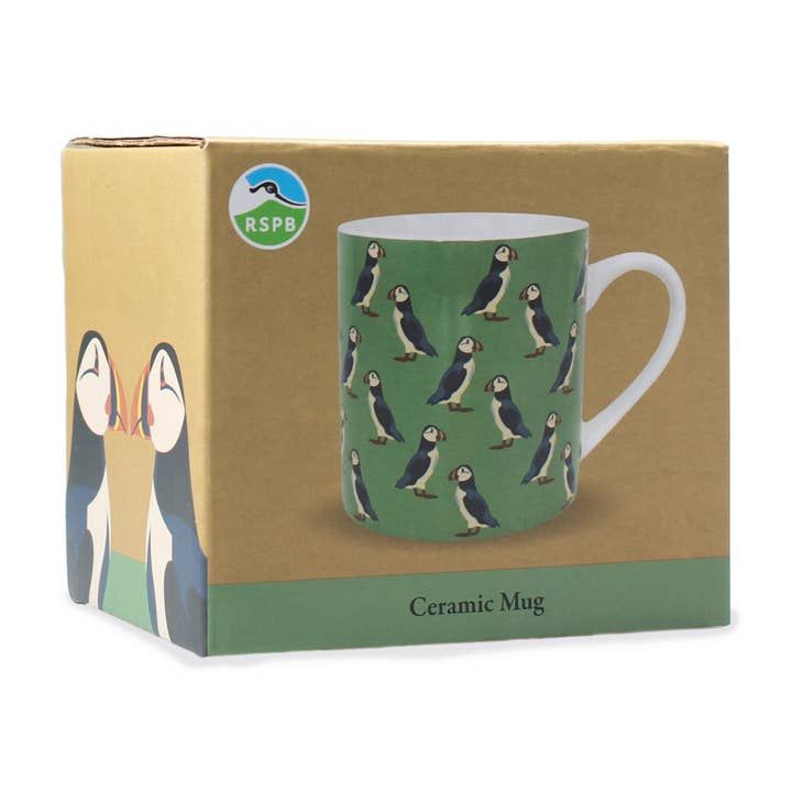 RSPB Stoneware Puffins Mug Green