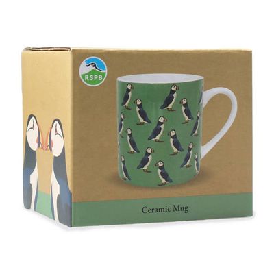 RSPB Stoneware Puffins Mug Green