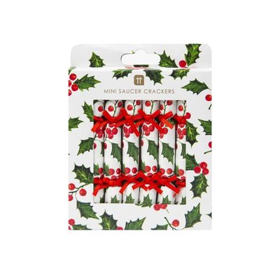 Botanical Holly Saucer Crackers 8 Pack