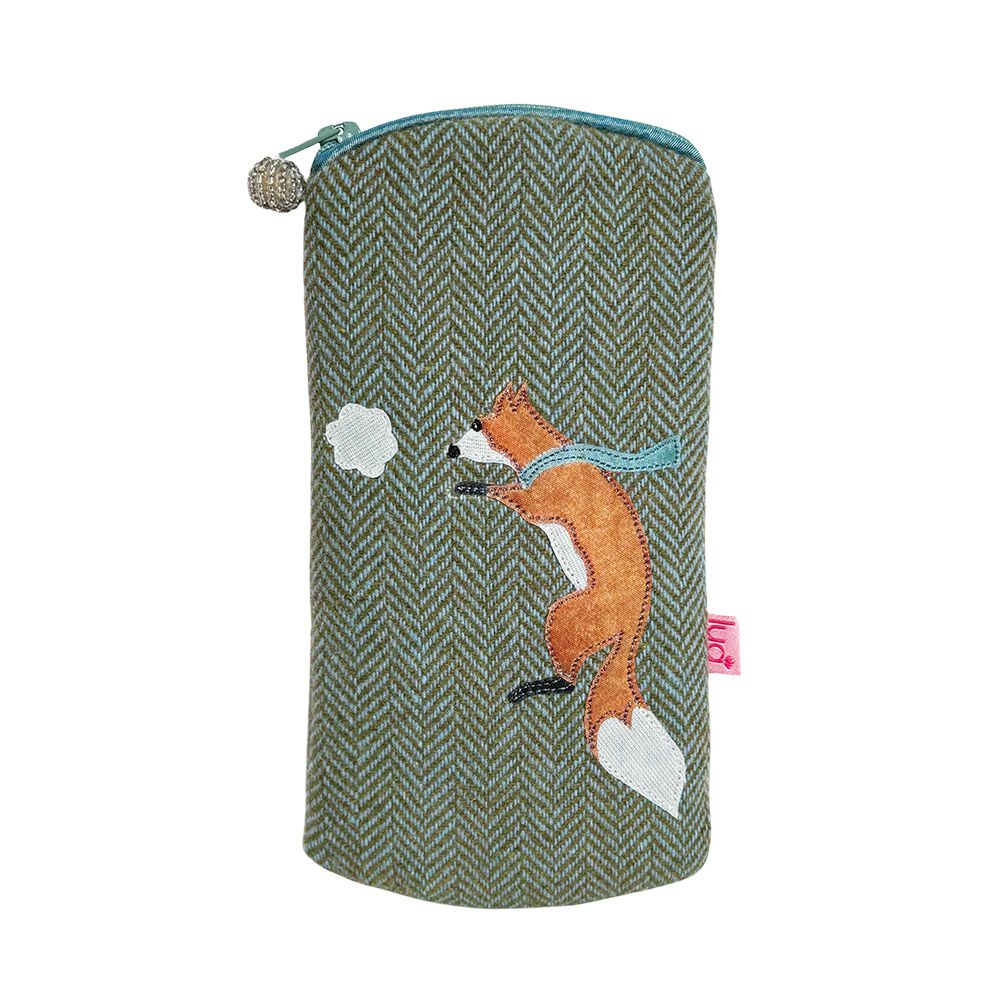 Lua Jumping Fox Glasses Case - Fern Herringbone