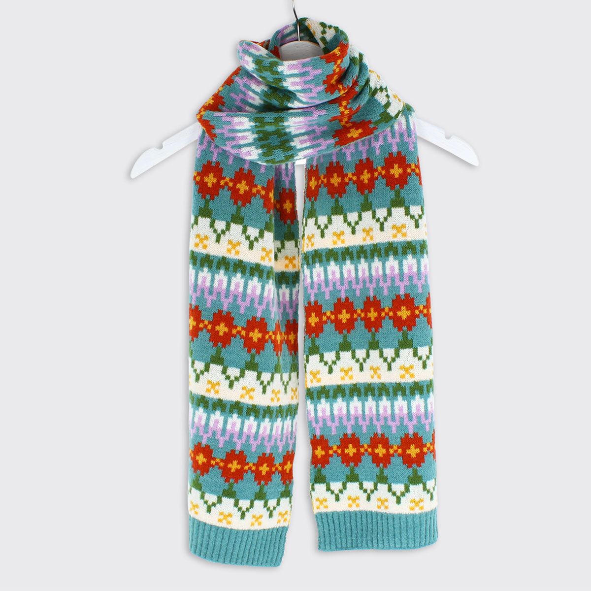 Carla Patterned Scarf - Blue