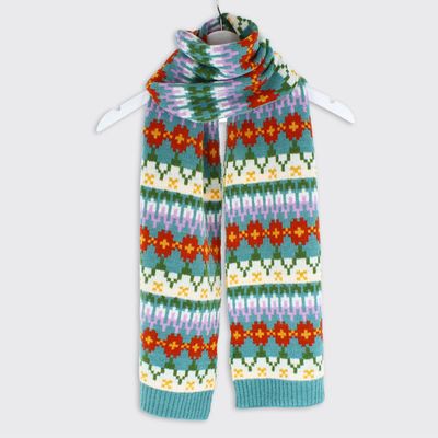 Carla Patterned Scarf - Blue