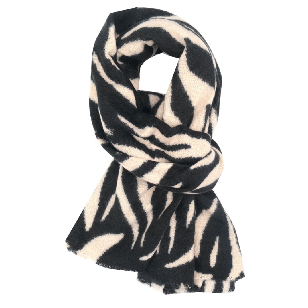 Lua Zebra Print Scarf Black &amp; White