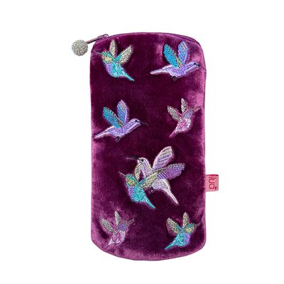 Lua Hummingbird Glasses Case - Plum Velvet