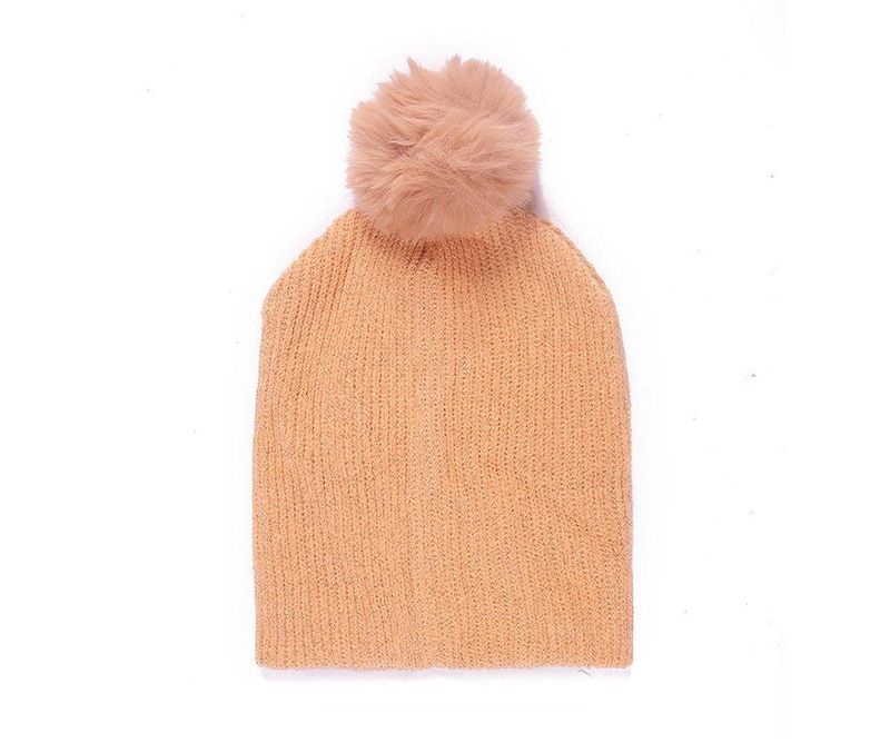 Peach Knitted Pom Pom Hat