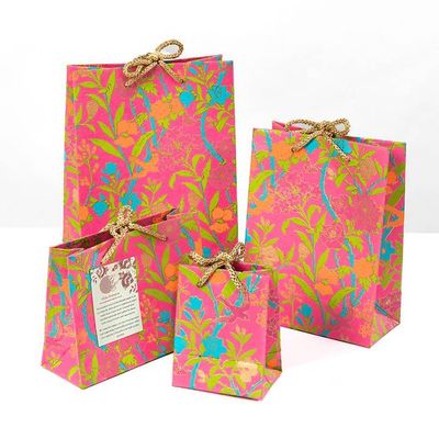 Medium Gift Bag - Pink Floral Vine