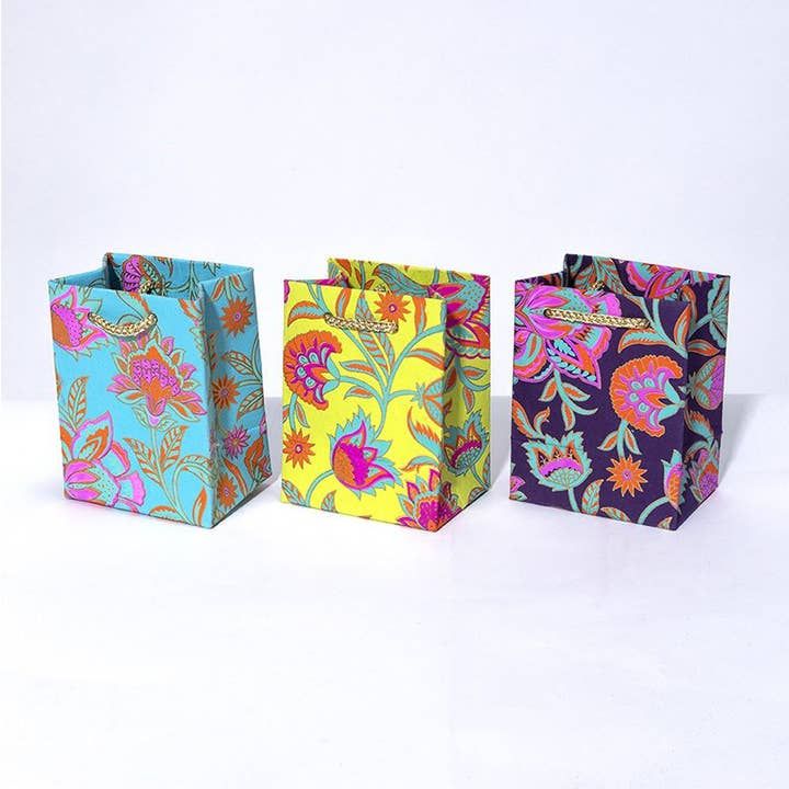 Mini Gift Bag - Lime Floral Twist