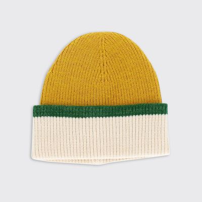 Men's Soft Knit Hat - Ochre/Green