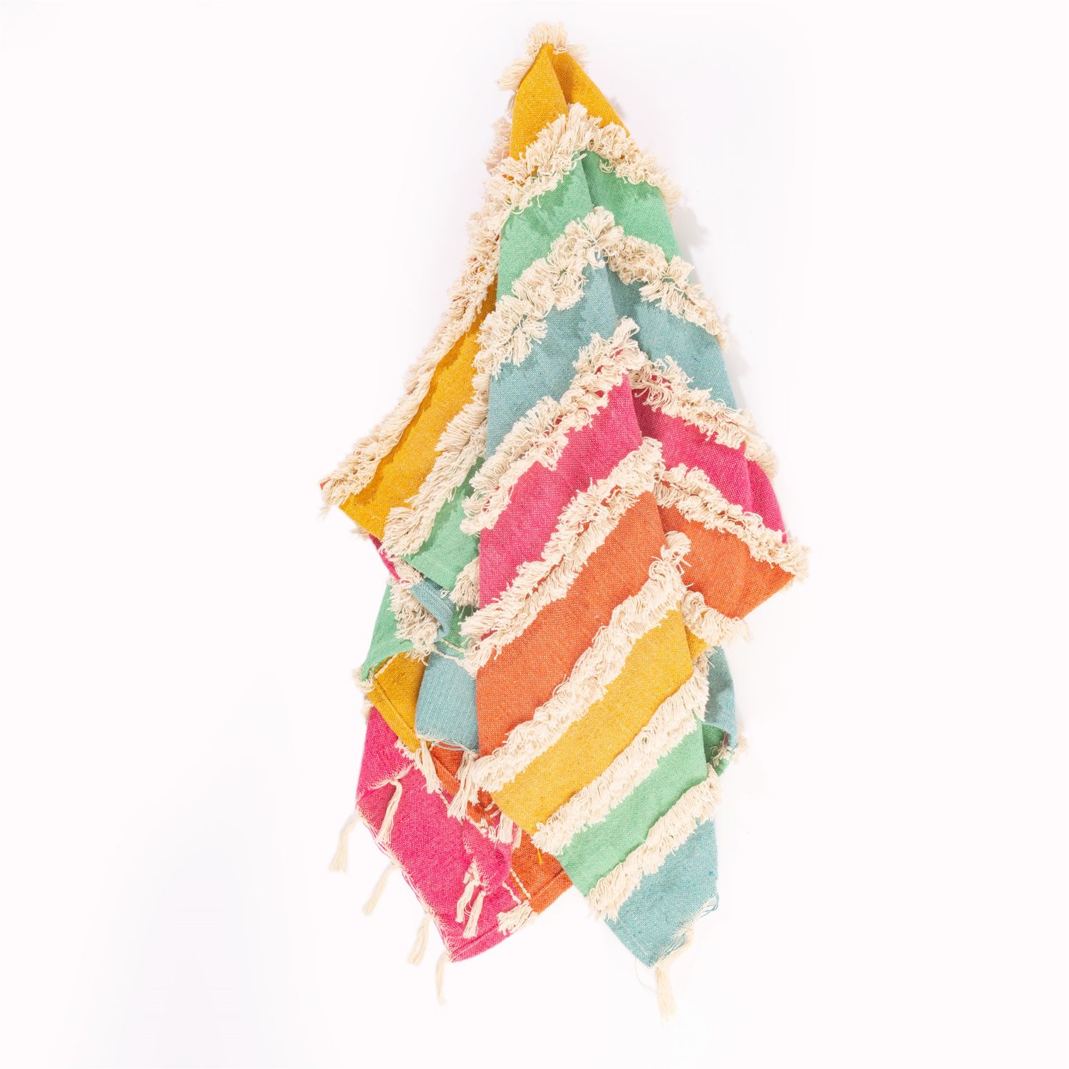 Rainbow Stripe Tufted Throw
