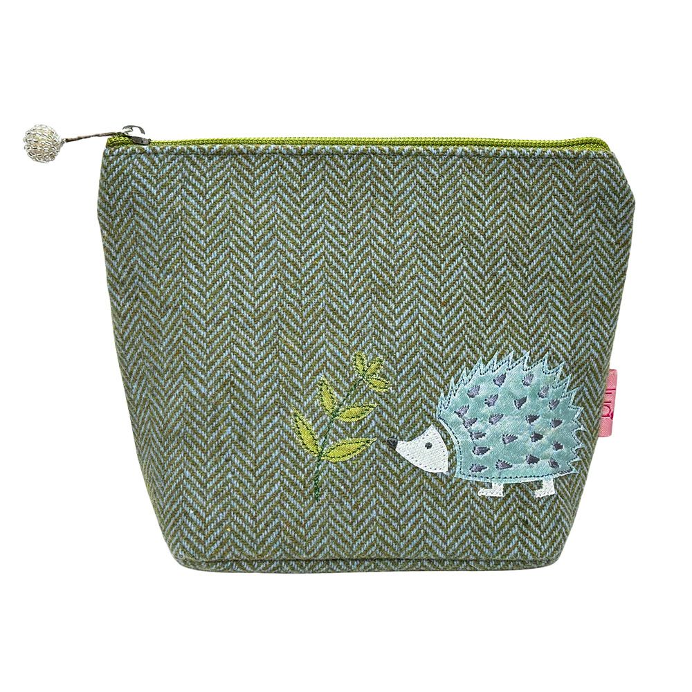 Lua Hedgehog Cosmetic Bag - Sage Herringbone