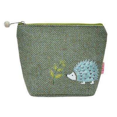 Lua Hedgehog Cosmetic Bag - Sage Herringbone