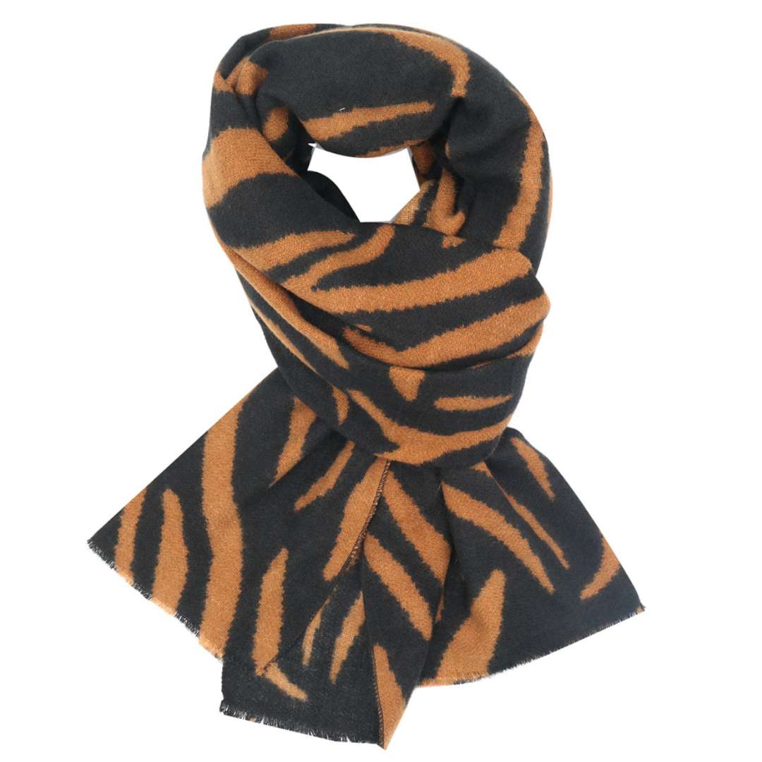 Lua Zebra Print Scarf Black &amp; Brown
