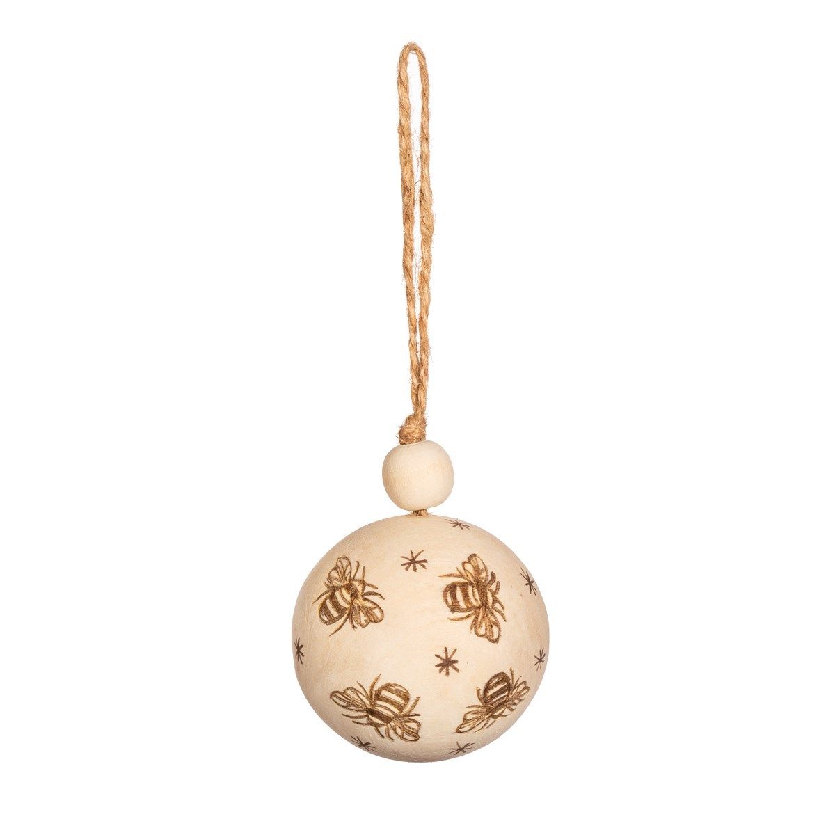 Christmas Wooden Bee Print Bauble