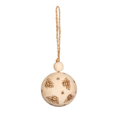 Christmas Wooden Bee Print Bauble