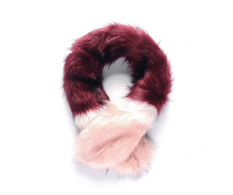 Burgandy With Pink Tips Faux Fur Scarf