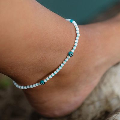Teal Evil Eye Anklet
