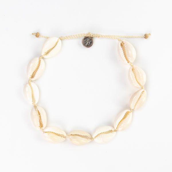 Cream Shell Anklet - White Cord