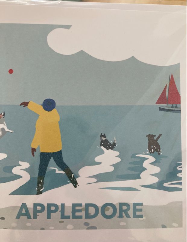 Betty Boyns Appledore Throwing For Dogs Greeting Card