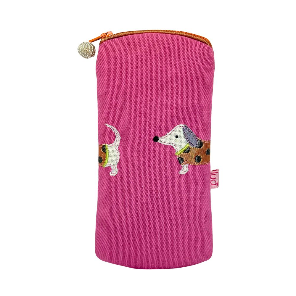 Lua Sausage Dog Glasses Purse - Pink Canvas