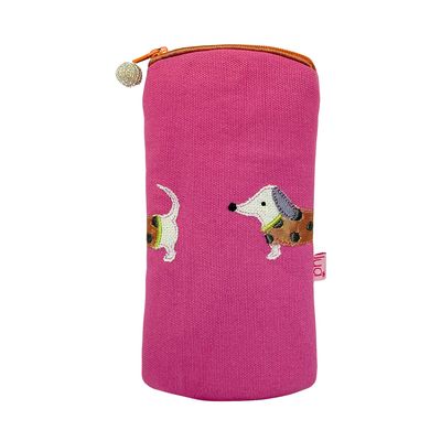 Lua Sausage Dog Glasses Purse - Pink Canvas