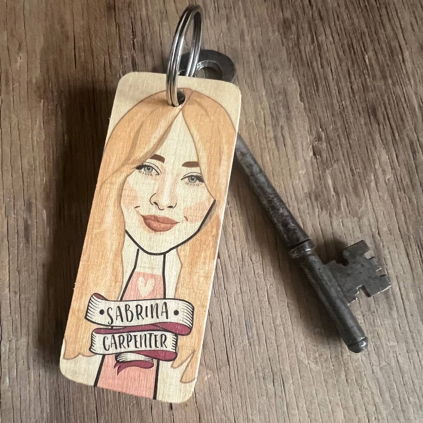 Sabrina Carpenter Wooden Character Keyring